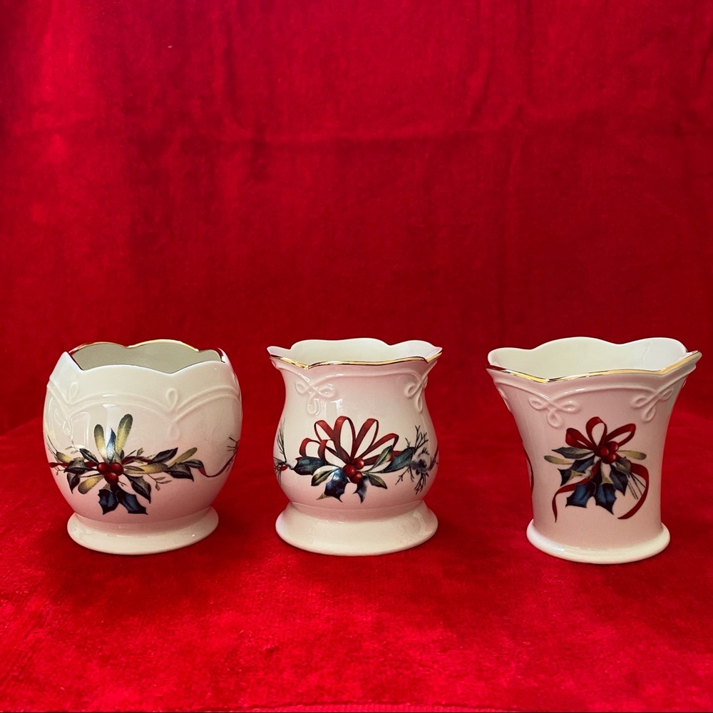 Lenox Winter Greetings set of 3 votive candle holders